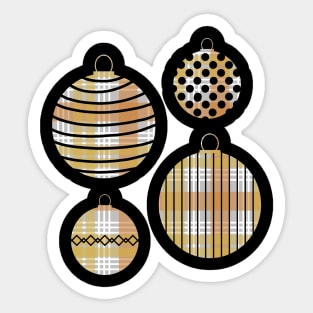 Metallic Tone Tartan Christmas Baubles Sticker